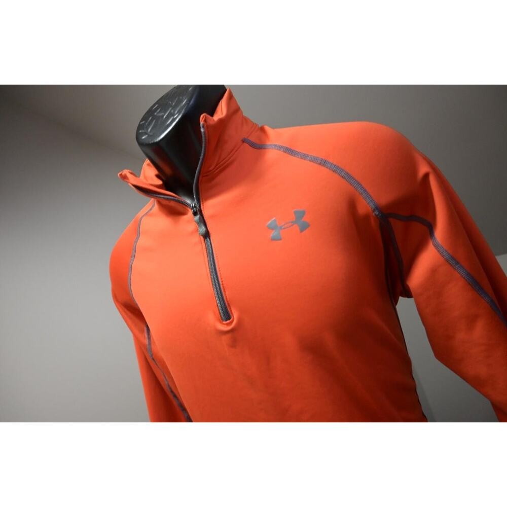 Under Armour Run Jacket 1/4 Zip Fitted ColdGear Athletic Orange Mens Sz Large